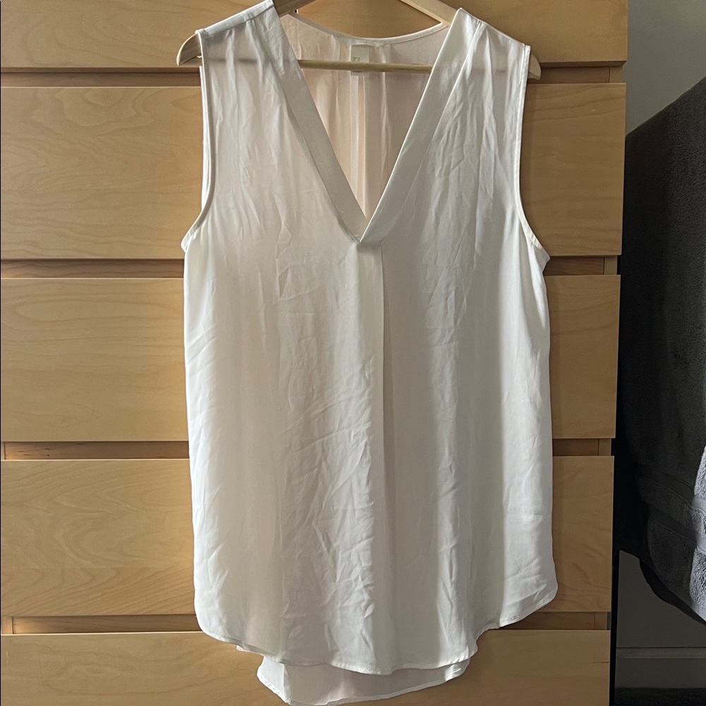 H&M Cream Tunic V-Neck Top